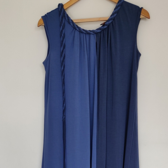 Two Blue Tones Maxi Dress with belt - Picture 7 of 8